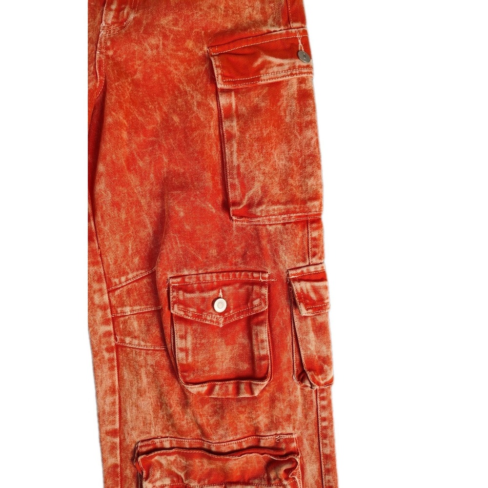 Fashion Nova Cargo Pants Orange Wide Leg Y2K 90s Womens Sz 0 Boho Hippie Grunge - Picture 3 of 13